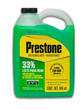 Envase de aceite PRESTONE PRESTONE REFRIGERANTE + ANTICONGELANTE 33 % VERDE - QT. 946 ML grado N/A - Lubricentro Piloto